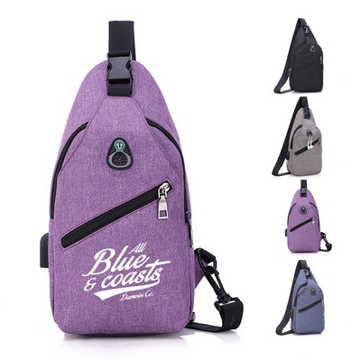 Single Shoulder Bag w/ USB Port & Earbud Hole