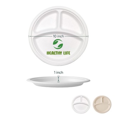 Biodegradable 3 Compartment Paper Plates 10"
