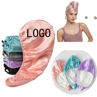 Double Layer Coral Velvet Satin Hair Drying Cap