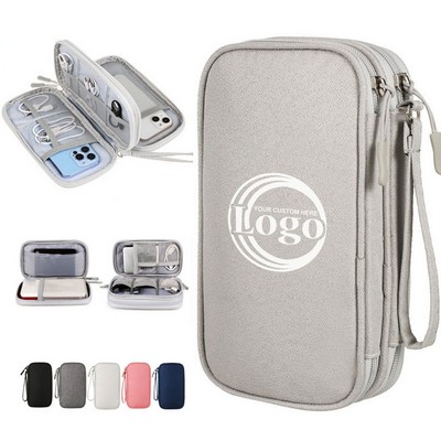 Dual Layers Electronic Accessories Organizer Travel Cable Bag