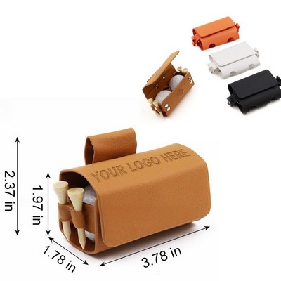 Leather Golf Ball Holder w/ Tee Slots