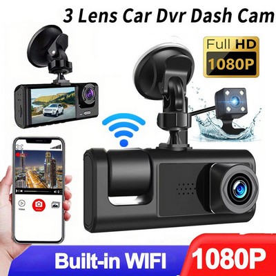 FHD 1080P WiFi Dash Camera with 3 Cameras Lens