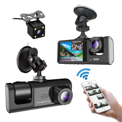 3 Lens Car DVR Dash Camera with WIFI