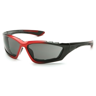 Accurist Safety Glasses, Black/Red Frame with Gray Anti-Fog Lens