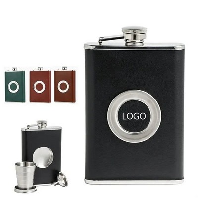 8 Oz Flask With Built-In Glass
