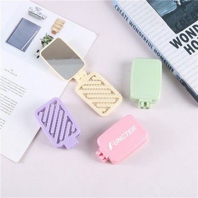 2 - in - 1 Square Shape Hollow Foldable Mirror Comb