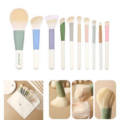 10 - Piece Portable Makeup Brush Set with Envelope Bag