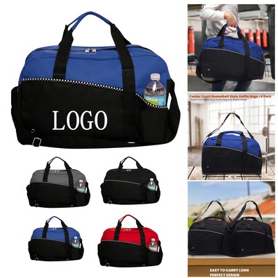 Two-Tone Zipper Duffel Shoulder Bag