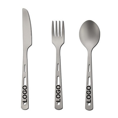 7" Custom Titanium Tableware Cutlery Set W/3 Pcs