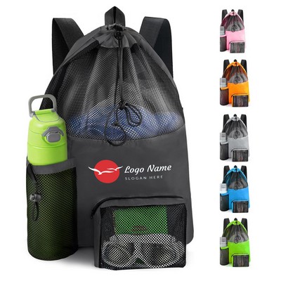 Beach Mesh Drawstring Backpack MOQ 50