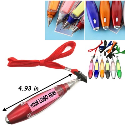 Multifunction Flashlight Sticky Note Pen w/ Lanyard