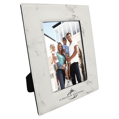 5" x 7" White Marble Leatherette Photo Frame