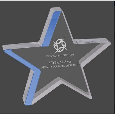 Star Acrylic Award with Blue Edge, 7"H