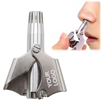 Custom Stainless Steel Manual Nose Hair Trimmer for Moustache and Whiskers Hair w/Brush