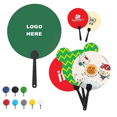 Custom Travel Hand Fans Decorations Craft Plastic Round Handheld Fan for Event Weddings