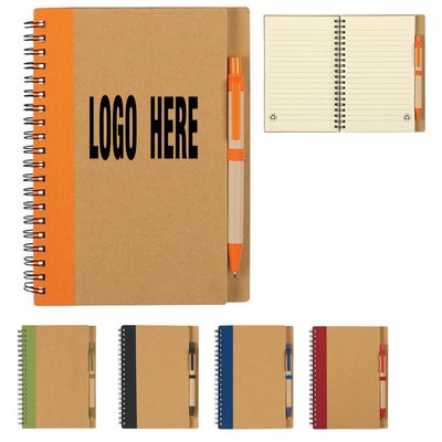 Kraft Paper Spiral Notebook With Pen