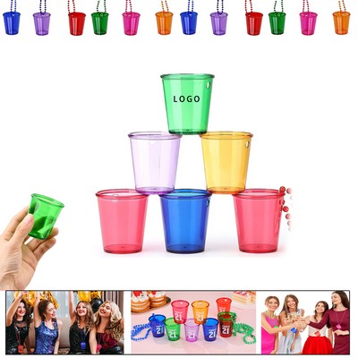 Shot Glass On Beaded Necklace?Plastic?Shot Cup Party Favors