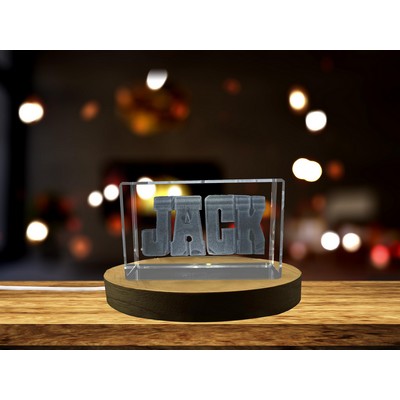 Jack 3D Engraved Crystal Award Trophy w/LED Base Light & Gift Box