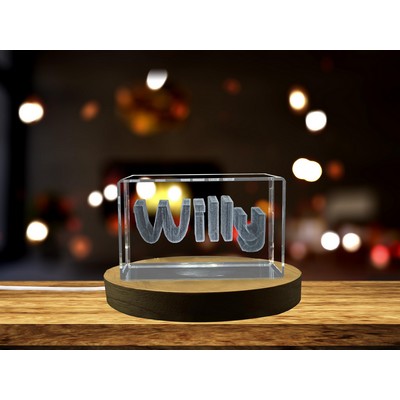 Willy 3D Engraved Crystal Trophy Award w/LED Base
