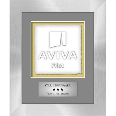 Teslin (Square) - Cast Paper Raised Image - Shadowbox Award - Silver Frame