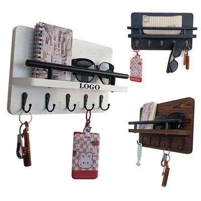 Living Room Wall Organizer with Wooden Shelf