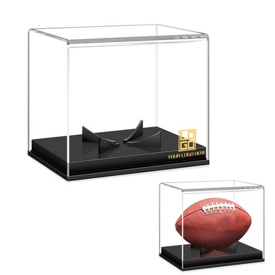 Clear Football Display Case with Grandstand Holder