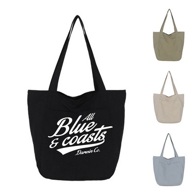 Multi-Pocket Canvas Grocery Tote Bag