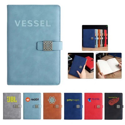A5 Pu Leather Notebook With Magnetic Buckle