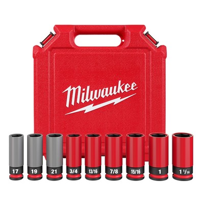 Milwaukee Shockwave Impact Duty 1/2" Drive Sae & Metric 9Pc Lug Nut Wheel Socket Set