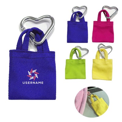 Mini Canvas Decorative Tote Bag Key Chain
