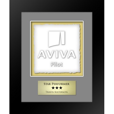 Teslin (Square) - Cast Paper Raised Image - Shadowbox Award - Black Frame