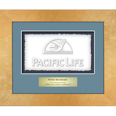 Teslin (Horizontal) - Cast Paper Raised Image - Shadowbox Award - Gold Frame