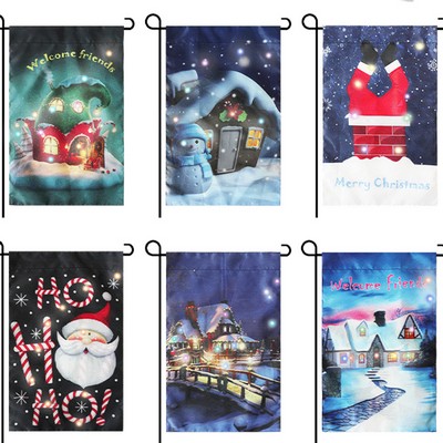 Lighted Merry Christmas Double Sided Led Garden Flag