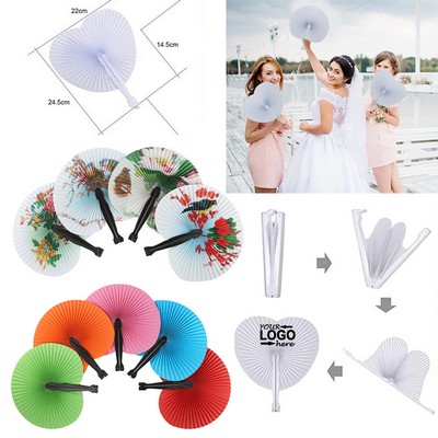 Folding Paper Fan with Plastic Handle