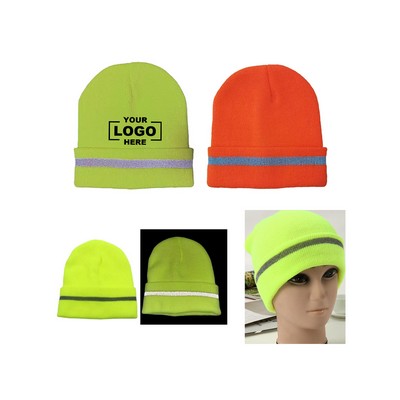 Workplace Safety Beanie - Bright Acrylic + Reflective Details
