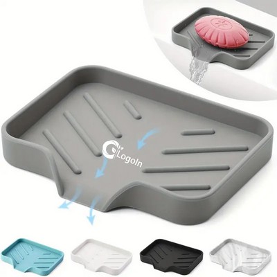 Silicone Soap Holder Dish with Drainage Perfect for Kitchen Counter, Scrub Holder, Sink Organizer