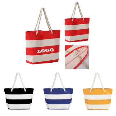 Striped Canvas Tote Bag