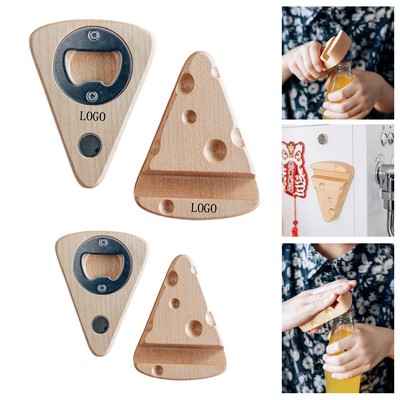 Triangular Wooden Bottle Opener w/ Phone Stand