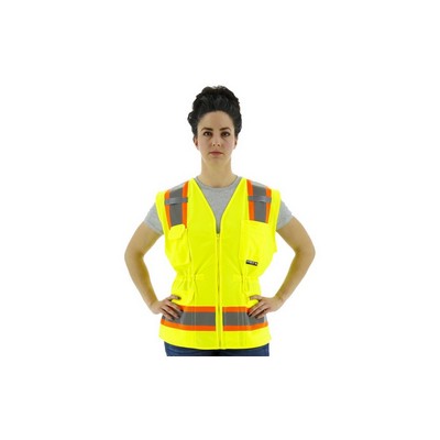 Majestic 75-3223W Hi-Viz Surveyors Women's Vest w DOT Striping, ANSI 2