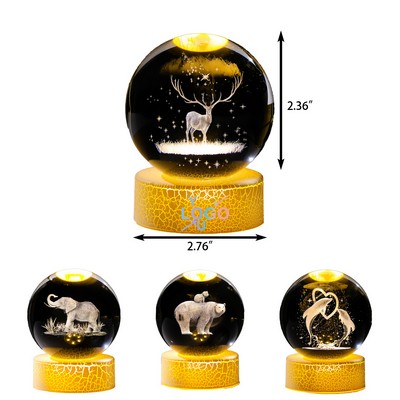 Engraved Crystal Sphere with 3D Design