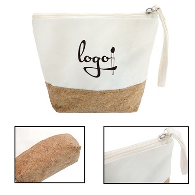 Natural Canvas Cork Splicing Makeup Bag Cosmetic Pouch