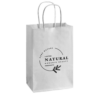 Recycled White Shopping Bags – 5.5"x3.25"x8.375"