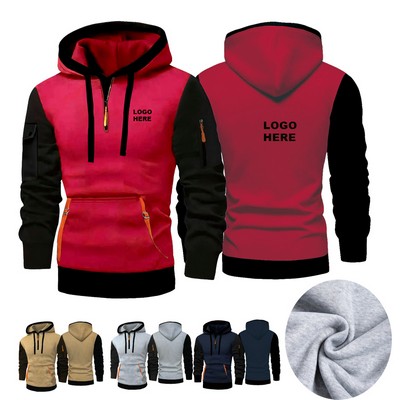 Custom Cozy Casual Sweatshirt Fashion Jacket Men's Pullover Hoodie with Zipper Pockets