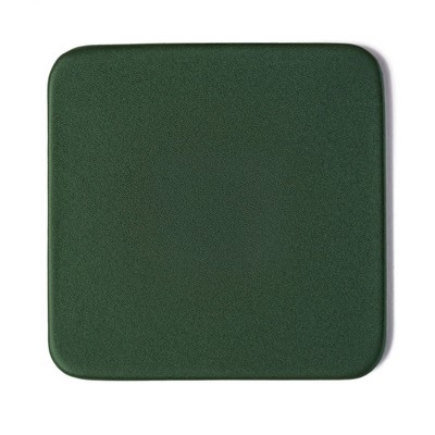 Dark Green Leather Coaster, Square