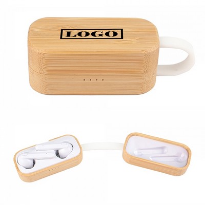 Wireless Earbuds With Bamboo Charging Case