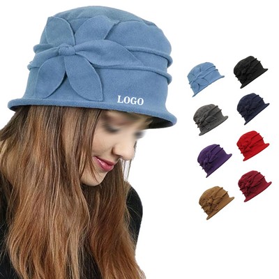 Fleece Flower Cloche Hat