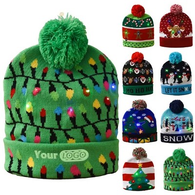 Ball Glowing Knitted Christmas Hat(Ocean)