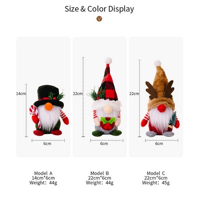 Christmas Decoration Plaid Hat Forest Gnome Figurine Antler Rudolph Mini Doll