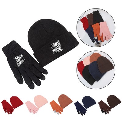 Winter Warm Gloves And Hat Set
