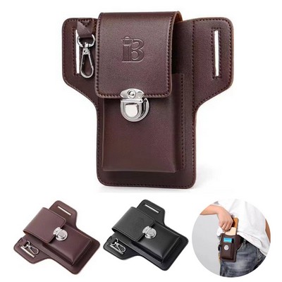 Portable PU Leather Belt Phone Bag